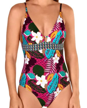 Bañador sin aros con relleno flores hawaianas de Tamoure