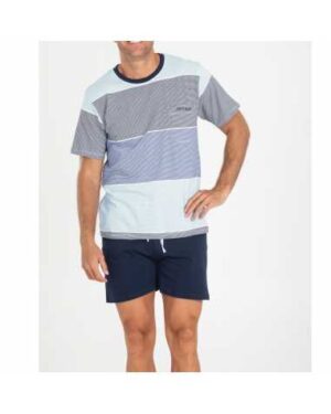 Pijama de punto de manga corta rayada