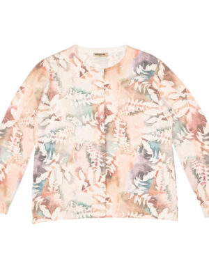 Conjunto twin set con estampado vegetal en tonos empolvados de MCM