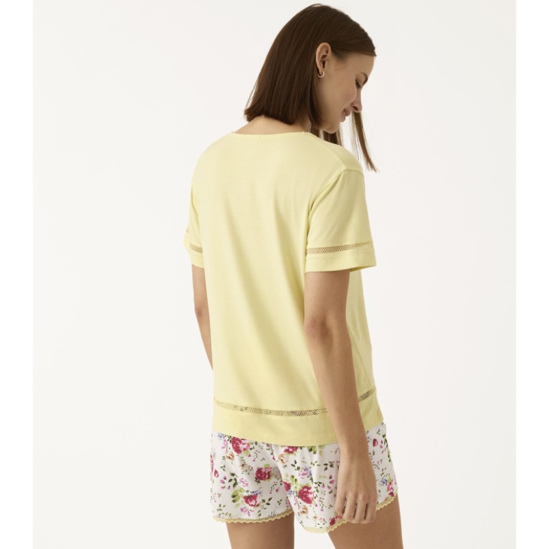 Pijama corto mujer viscosa manga corta floral de Promise - Imagen 3