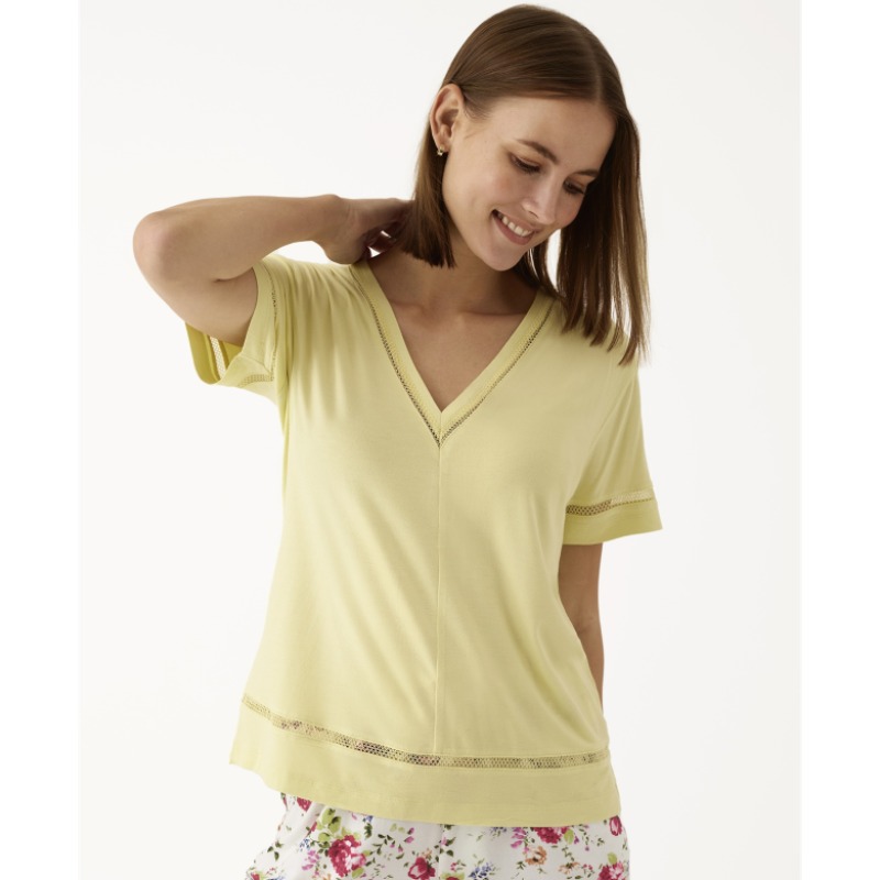 Pijama corto mujer viscosa manga corta floral de Promise - Imagen 2